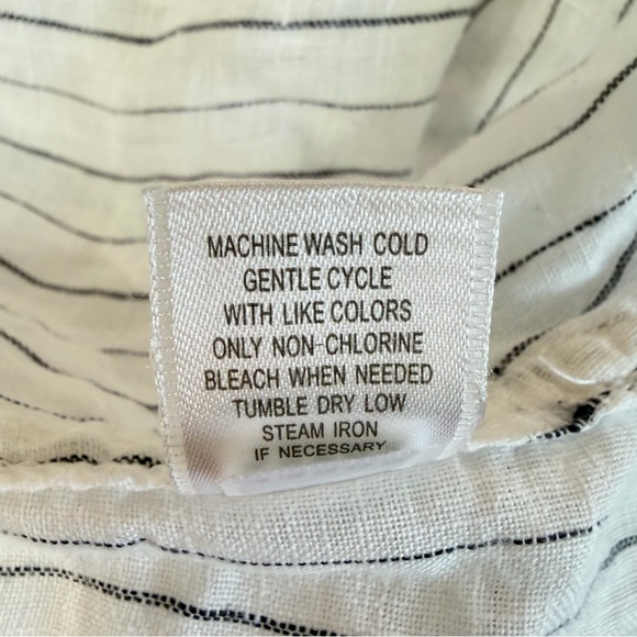 Garnet Hill White Stripe Linen Tunic Shirt Size Medium 23931 - Picture 7 of 9